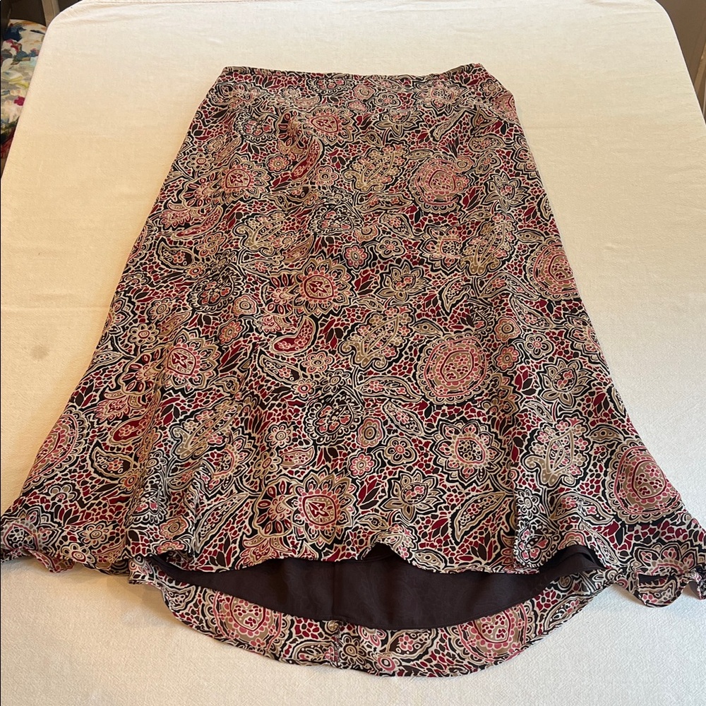 Harold's Brown and Pink Paisley High-Low Skirt